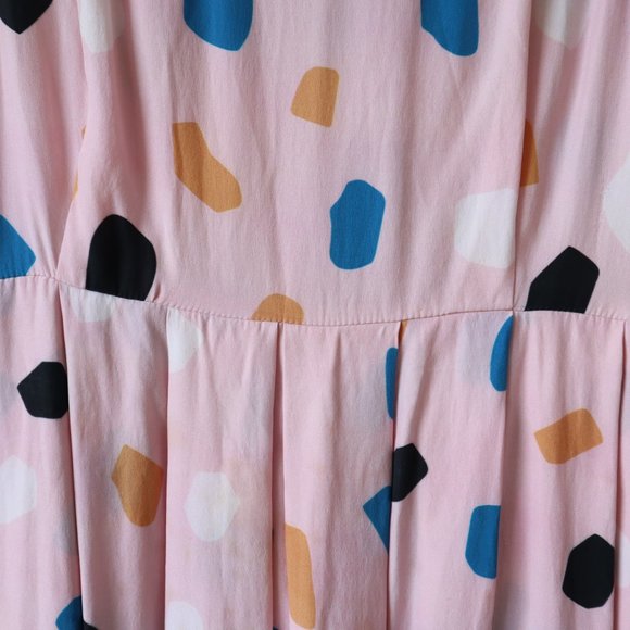 Dusen Dusen Silk Geometric Patterned Pink Tank Midi Dress, Size Small - Picture 5 of 15